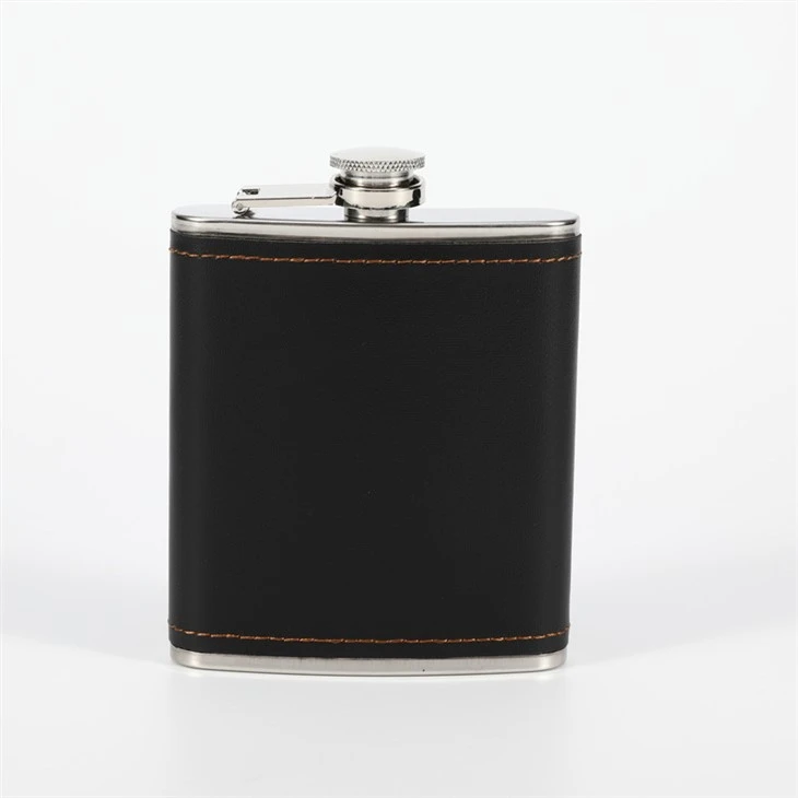 Low price leather hip flask